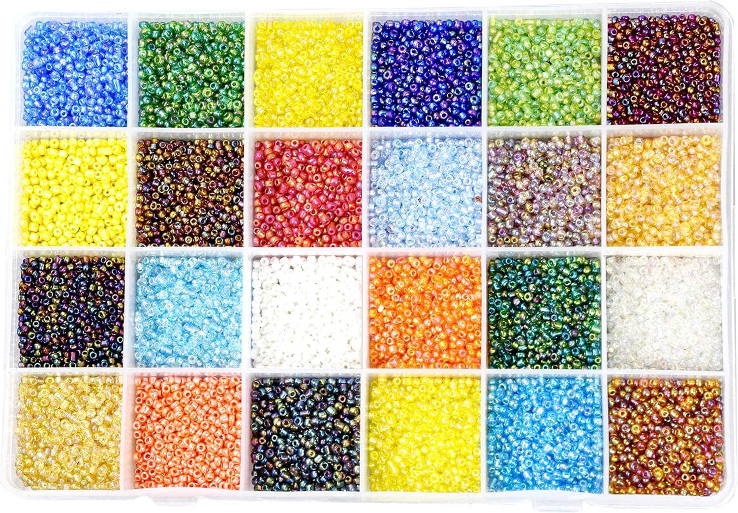 Mandala Crafts 11/0 Glass Seed Beads for Beadwork - 18000 Pcs 2mm AB Iridescent Round Rocaille Beads